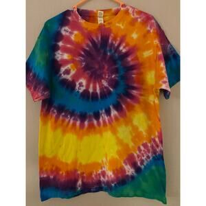 Rainbow Spiral Tie Dye T-Shirt New Size Large L